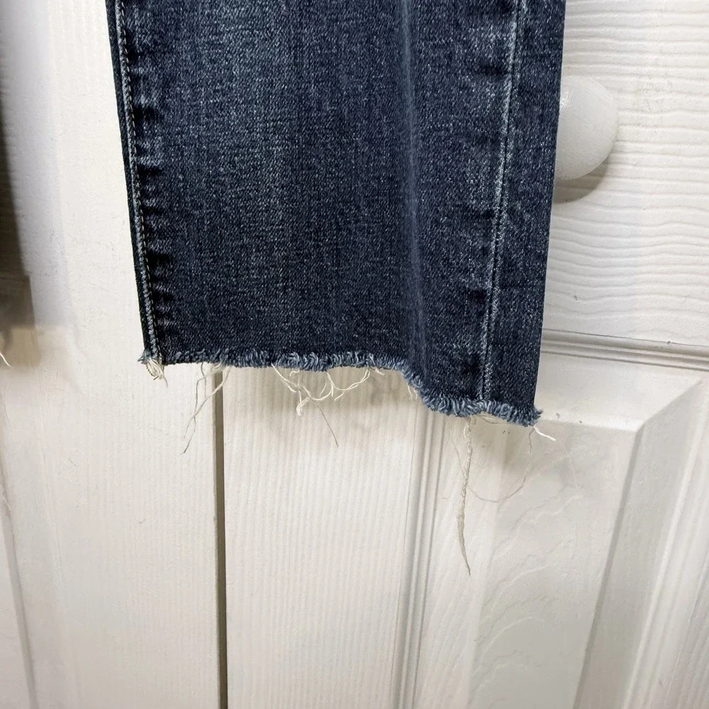 Oliver Logan Women's High-Rise Straight Jeans Raw Hem Medium‎ Wash | Size 27